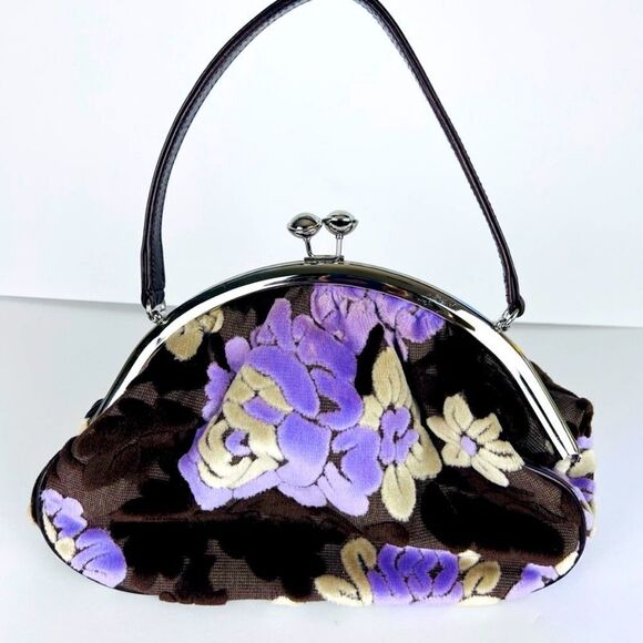Rare Vintage Bag Purse Glenda Gies Floral Chenille Tapestry Kisslock Handbag - Picture 2 of 9